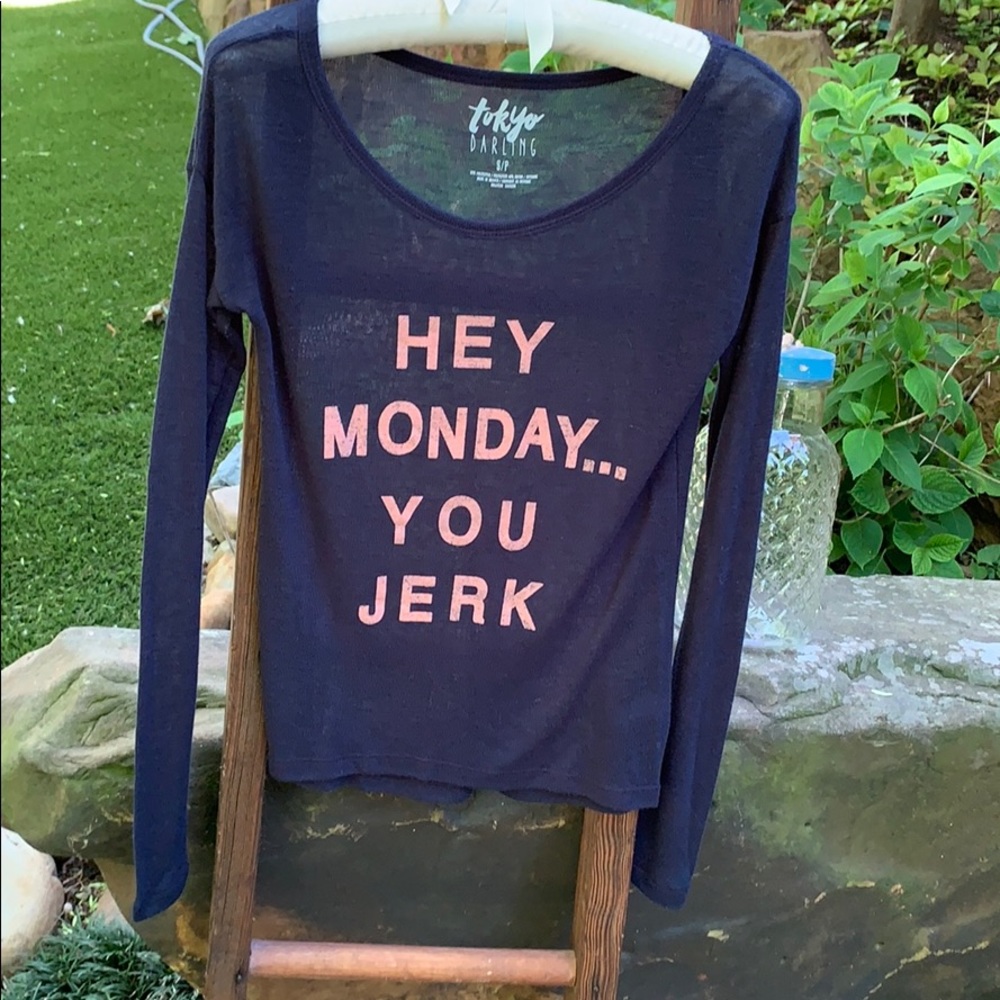 Tokyo Darling Graphic sheer sweater top